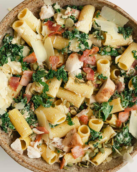 Kale Caesar Pasta Salad