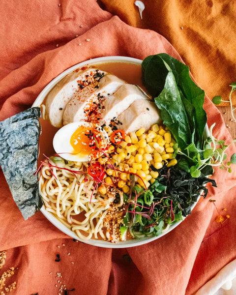 Spicy Chicken and Corn Ramen Bowl